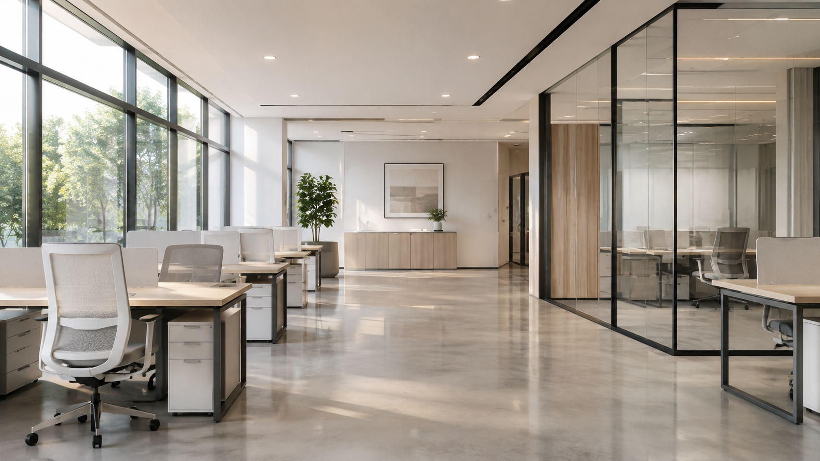 Clean, professional office space after commercial cleaning in Peabody, Massachusetts